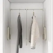 TOOPYW Pull Down Clothes Rail Lift, Adjustable Width 510-1150 mm, Pull Down Hanging Wardrobe Rail for Easy Closet Access, Space-Saving Design,Khaki,850to1150mm