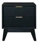 ELLA 2 Drawer Bedside Table Brushed Black