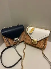 Michael Kors Whitney Small Wicker Shoulder Bag Handbag Purse Crossbody Satchel