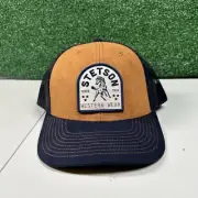 Stetson Horse Patch Trucker Hat Cap Men Tan Navy Snapback Western Adjustable New