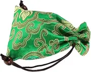 Levemolo Singing Bowl Storage Bag Embroidery Storage Bag Silk Pouch Traveling Accessory Drawstrings Fabric Jewelry Travel Organizer Drawstring Pouches Hand Jewelry Silk Green