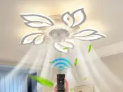 Ceiling Fans with Lights and Remote, Modern White LED Acrylic Ceiling Fan Light