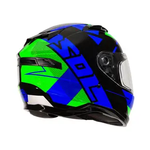 【SOL Helmets】SF-6全罩式安全帽 (超視界_黑/綠銀) ｜ SOL安全帽官方商城