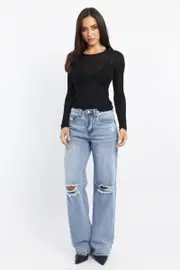 Denim Wide Leg Jeans Mid Rise - Size 16XL, Women's Wide Leg Jean