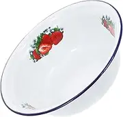 Ciieeo 1Pc Vintage Enamel Soup Bowl Deep Kitchen Ramen Bowl for Rice Salad Noodles Tableware for Home Restaurants Hotels Elegant Design Practical Use