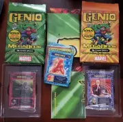 2 Genio Cards Marvel Megadecks Card game and 9 loose-opened deck-sealed inside