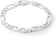 [Generic] Bracelet 925 Sterling Silver Filled Solid Men's Statement 10mm Figaro Bangle 21cm 8.4"