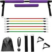 Upgraded Portable Pilates Bar Kit with Resistance Bands for Women and Men, Fitness Equipment, Full Body Workout, Portable Gym, Workout Bars for Exercise, Adjustable Resistance Band, Home Gym