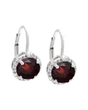 Silver 2.95 ct. tw. Diamond & Garnet Earrings