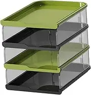 Perfeclan Desktop File Sorter Organizer Paper Tray Newspaper files Shelves Rack Letter Tray File Rack for Tabletop Office Home Business, Green Black, 4 Tier