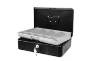 Esselte Classic Cash Money Coin Note Box Safe No 12 w Lock 2 Keys Handle Black
