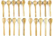 20 psc Small Bamboo Salt Spice Spoons 4 in Round Head Carbonized Brown 3700x2