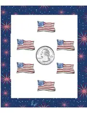 6 PC WAIVING AMERICAN FLAG FLAT BACK RESINS CABOCHON SCRAP BOOKING CRAFTS