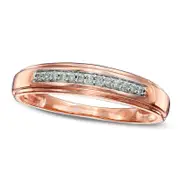 0.10 CT. T.W. Natural Diamond Wedding Band in Solid 10K Rose Gold