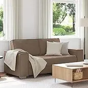 Loveseat Sofa for Living Room, 140cm Cappuccino Faux Leather Couch, Comfortable 2.5 Seater with Sturdy Metal Frame for Small Apartment Spaces