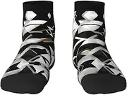 [VPPUR] Fashion Modern Black White Gold Triangle Print Casual Socks Adult Socks Unisex Crew Socks For Women And Men For