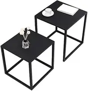 Living Room Table Setsniture, Coffee Tables for Small Spaces, Modern Metal Nesting Tables Set of 2, Black Feito na China Comfortable Anniversary