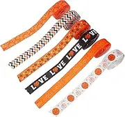 DRESSOOS 6 Rolls Basketball Print Ribbon Sports Theme DIY Craft Ribbon for Creative Present Wrapping Party Decorations and Birthday Celebrations Comfortable Material