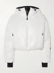 [Aztech Mountain] Aztech Mountain - Daisy Nuke Hooded Padded Metallic Down Ski Jacket - White - IT40 IT 40 White