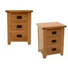 NEW 2x Rustic Solid Timber Oak Bedside tables