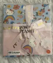 Posh Peanut x Sanrio Hello Kitty Springtime Blue & Pastel Pink Patoo Blanket NEW
