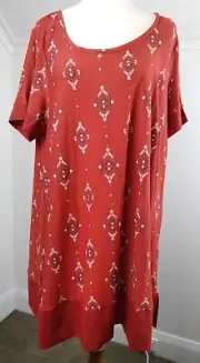 Autograph Ladies Size 14 'Navajo' Rust Colours Short Sleeve Tunic Top