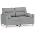 2-Seater Sofa with Cushions Lounge Couch Futon Chair Fabric Light Grey 120cm