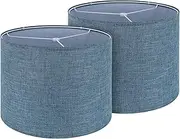 Drum Lamp Shade Set of 2, 13x13x10 inches Easy Assembly Lampshades for Table Lamp, Bedside Lamp, Floor Lamp, Spider Fitter (Blue)…