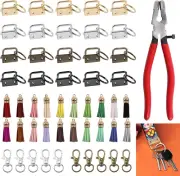 51Pcs Key Fob Hardware with Glass Running Pliers Assortment Kit with Tassels Key