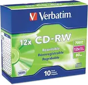 VTM95156 - VERBATIM 95156 700MB 80-Minute 4x-12x High-Speed Branded CD-RWs 10 pk