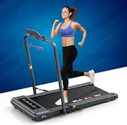 [Black Lord] Foldable Walking Pad Treadmill 3.3HP with Hand Rail, GS4-H Model, Exercise Machine Fitness Equipment Under Desk with Bluetooth APP Remote Control, Grey