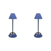 2PK Boyle LED Rechargeable Table Lamp with Cone Shade 10x10x28cm Matt Blue