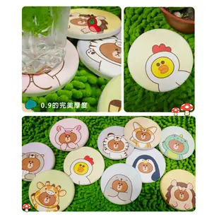 【5icoco】LINE FRIENDS JUNGLE-叢林彩繪款 珪藻土吸水杯墊(2入組)熊大莎莉 (5折)