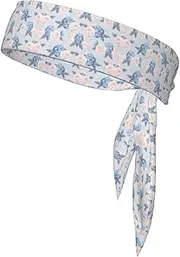 Flowers Stripe Sports Strap Double-Sided Headscarf Men's Bow Tie Sports Headscarf Running Yoga Exercise Headband