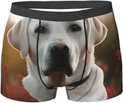 [QMNEHJ] White Labrador Men's Boxer Briefs Breathable Stretch Underwear Moisture-Wicking Trunks for Men