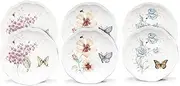 [Lenox] 817046 Butterfly Meadow 6-Piece Tidbit Plate Set, White, 3.05 LB