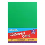 Art Star A4 210gsm Coloured Card Assorted Colours 40 Sheets