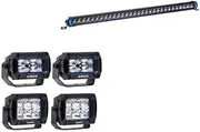 Kings 30" Single Row Light Bar 9,658 Lumens | 1 Lux @ 516 m+ 2x 3.3" Work light + 2x 4.4" Work light