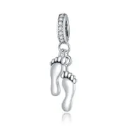Silver plating Little Feet Charm for Bracelet & Bangle Women Beads Jewelry Pendant