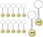 [uxcell] Disco Ball Keychain, 12 Pcs 70s Disco Keyring 2cm Disco Ball Party Favors Mirror Ball Keychain Party Supplies for Christmas Party Decorations, Gold