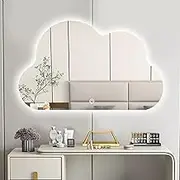 LED Cloud-Shaped Bathroom Mirror, Backlight Lighting Wall Mirror, 3-Color Lighting, HD Makeup Mirror, 40x60cm, 50x70cm, 60x80cm, 70x90cm, Frameless Decorative Mirror (Size : 70x90cm/27.6x35.4in)