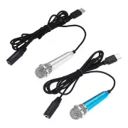 2Pcs Mini Microphone, Mic Tiny Microphone Type C Blue/Silver