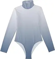 [Joisal] Blue White Gradient Turtle Neck Women for Long Sleeve Christmas Shirts for Women