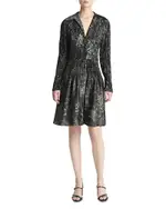 Vince Grape Vine Crushed Satin Shirt Dress