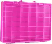 Toys Storage Case Jewelry Box 48 Grids with Lid Stackable Toy Organizer Storage Container Box for Building Blocks Toys Sewing, Pink