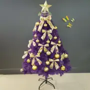 6FT1.8M Purple Christmas Tree Shining Lush 680 Tips Metal Stand Frame Decoration