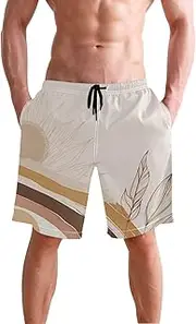 [XYMZR] Sunflower Leaf Boho Men's Swim Trunks Quick-Dry Bathing Suit Swimming Board Shorts S