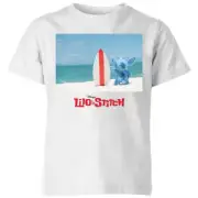 Disney Lilo And Stitch Surf Beach Kids' T-Shirt - White