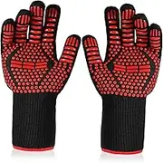 HAKIDZEL Heatproof Oven Mitts BBQ Gloves for Cooking Baking and Grilling Insulated Work Gloves Fire Resistant Mitts Pair
