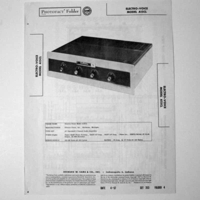 Electro Voice Model A15CL Audio Amplifier - SAMS Photofact ™ 1957 - New NOS